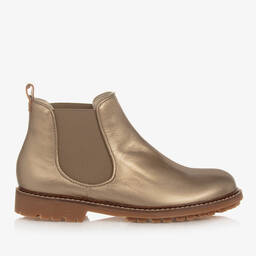 Bonpoint-Teen Girls Gold Metallic Ankle Boots | Childrensalon Outlet