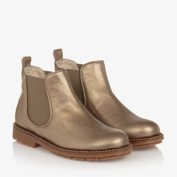 Bonpoint-Teen Girls Gold Metallic Ankle Boots | Childrensalon Outlet