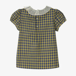Bonpoint-Teen Girls Green Checked Poplin Blouse | Childrensalon Outlet