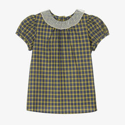 Bonpoint-Teen Girls Green Checked Poplin Blouse | Childrensalon Outlet