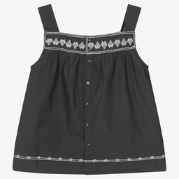 Bonpoint-توب تينز بناتي قطن عضوي لون رمادي | Childrensalon Outlet