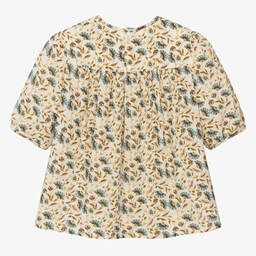 Bonpoint-بلوز تينز بناتي قطن لون عاجي بطبعة ورود | Childrensalon Outlet