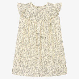 Bonpoint-Кремовое хлопковое платье в цветочек | Childrensalon Outlet