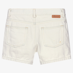 Bonpoint-شورت تينز بناتي قطن دنيم لون عاجي | Childrensalon Outlet