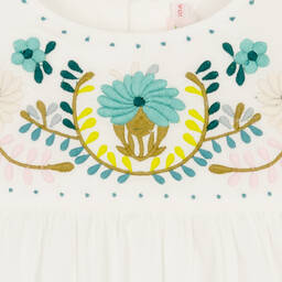 Bonpoint-Кремовая блузка с вышитыми цветами | Childrensalon Outlet