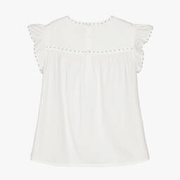 Bonpoint-Кремовая блузка с вышитыми цветами | Childrensalon Outlet
