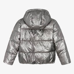 Bonpoint-Teen Girls Metallic Silver Puffer Jacket | Childrensalon Outlet