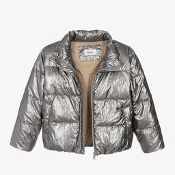 Bonpoint-Teen Girls Metallic Silver Puffer Jacket | Childrensalon Outlet