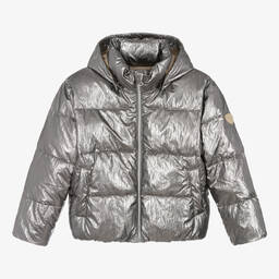 Bonpoint-Teen Girls Metallic Silver Puffer Jacket | Childrensalon Outlet