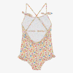 Bonpoint-Teen Girls Orange Floral Swimsuit | Childrensalon Outlet