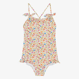 Bonpoint-Teen Girls Orange Floral Swimsuit | Childrensalon Outlet