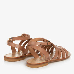 Bonpoint-Teen Girls Tan Brown Leather Sandals | Childrensalon Outlet