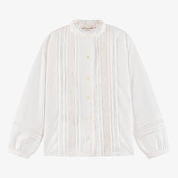Bonpoint-Teen Girls White Cotton Embroidered Blouse | Childrensalon Outlet