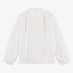 Bonpoint-Teen Girls White Cotton Embroidered Blouse | Childrensalon Outlet