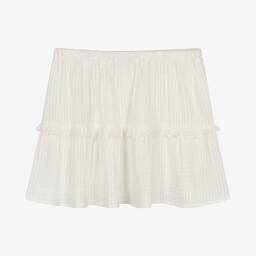 بونبوان-تنورة تينز بناتي قطن سيرسوكر لون أبيض | Childrensalon Outlet