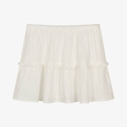 بونبوان-تنورة تينز بناتي قطن سيرسوكر لون أبيض | Childrensalon Outlet