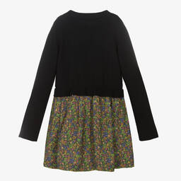 Bonpoint-فستان تينز بناتي صوف مارينو لون كحلي وأخضر | Childrensalon Outlet