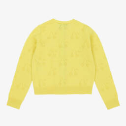 Bonpoint-Teen Girls Yellow Pure Cashmere Cherry Cardigan | Childrensalon Outlet