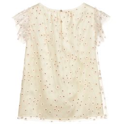 Bonpoint-Teen Ivory Floral Tulle Blouse | Childrensalon Outlet