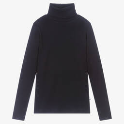 بونبوان-توب قطن جيرسى بياقة عالية لون كحلي للمراهقات | Childrensalon Outlet