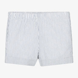 Bonpoint-White Cotton Striped Shorts | Childrensalon Outlet