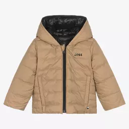 BOSS-Бежево-черный двусторонний пуховик для мальчиков | Childrensalon Outlet