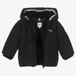 بوس-جاكيت بافر هودي لون أسود أطفال ولادي | Childrensalon Outlet