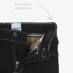 BOSS-جينز سليم- فيت قطن دنيم لون أسود أطفال ولادي | Childrensalon Outlet