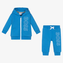 BOSS-بدلة رياضية قطن جيرسي لون أزرق للمواليد | Childrensalon Outlet