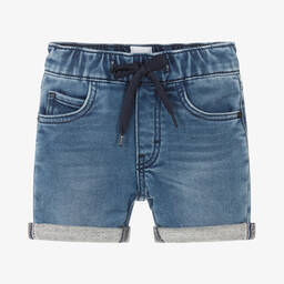 BOSS-Baby Boys Blue Jersey Denim Logo Shorts | Childrensalon Outlet