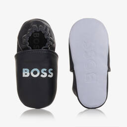 BOSS-Синие кожаные пинетки для малышей | Childrensalon Outlet