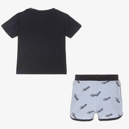 BOSS-Baby Boys Blue Logo Cotton Shorts Set | Childrensalon Outlet