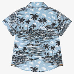 بوس-قميص أطفال ولادي قطن بوبلين لون أزرق | Childrensalon Outlet