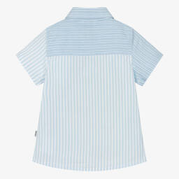 بوس-قميص أطفال ولادي قطن مقلم لون أزرق فاتح | Childrensalon Outlet