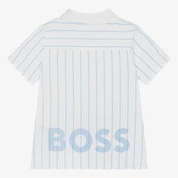 BOSS-Baby Boys Cotton Polo Shirt With Striped Back | Childrensalon Outlet