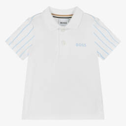 BOSS-Baby Boys Cotton Polo Shirt With Striped Back | Childrensalon Outlet