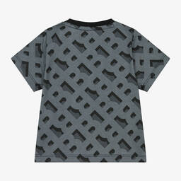 BOSS-Baby Boys Grey Cotton Monogram T-Shirt | Childrensalon Outlet