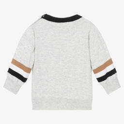 بوس-بلوفر أطفال ولادي قطن وصوف محبوك لون رمادي | Childrensalon Outlet