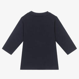 BOSS-Синий топ из хлопкового джерси | Childrensalon Outlet