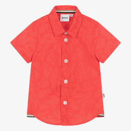 BOSS-Baby Boys Red Cotton Shirt | Childrensalon Outlet