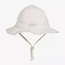 BOSS-Baby Girls White Cotton Reversible Hat | Childrensalon Outlet