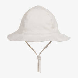 BOSS-Baby Girls White Cotton Reversible Hat | Childrensalon Outlet