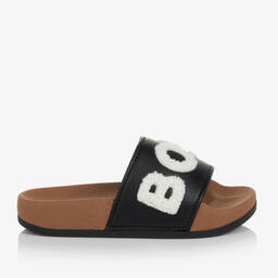 BOSS-Бежево-черные прорезиненные шлепанцы | Childrensalon Outlet