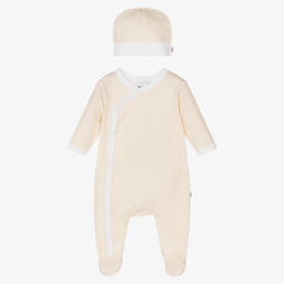 BOSS-Beige Cotton Babysuit Set | Childrensalon Outlet