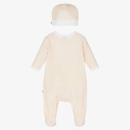 BOSS-Beige Cotton Babysuit Set | Childrensalon Outlet