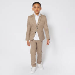 BOSS-Beige Knitted Suit for Boys | Childrensalon Outlet