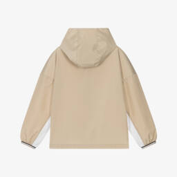 بوس-معطف بغطاء رأس بيج وأبيض للأولاد | Childrensalon Outlet