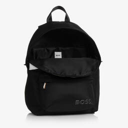 بوس-حقيبة ظهر كانفاس مقلم لون أسود وبيج للأطفال (36 سم) | Childrensalon Outlet