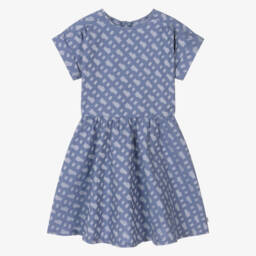 BOSS-Blue Girls Monogram Jacquard Dress | Childrensalon Outlet