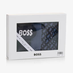 BOSS-Синий подарочный комплект из шапочки и пинеток | Childrensalon Outlet